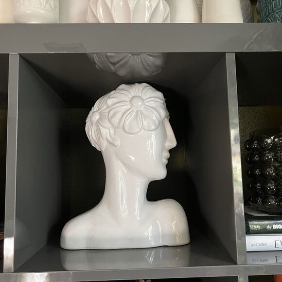 DAISY Head Face Ceramic Bust Figural Statue Figurine White Floral Etched Elegant - Picture 7 of 17